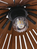 Axyaa Walnut Wood LED Minimalist Chandelier Straw Hat Pendant Lights