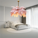 Purple Feather Chandelier Ceiling Lamp by Axyaa for Modern Living Room Bedroom Decor