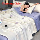 Axyaa Washed Ice Silk Summer Quilt Set - 4 Piece Cool Air Conditioner Bedding