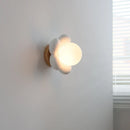 Axyaa Nordic LED Flower Wall Sconce, White Resin Glass Ball Kids Bedroom Stair Light