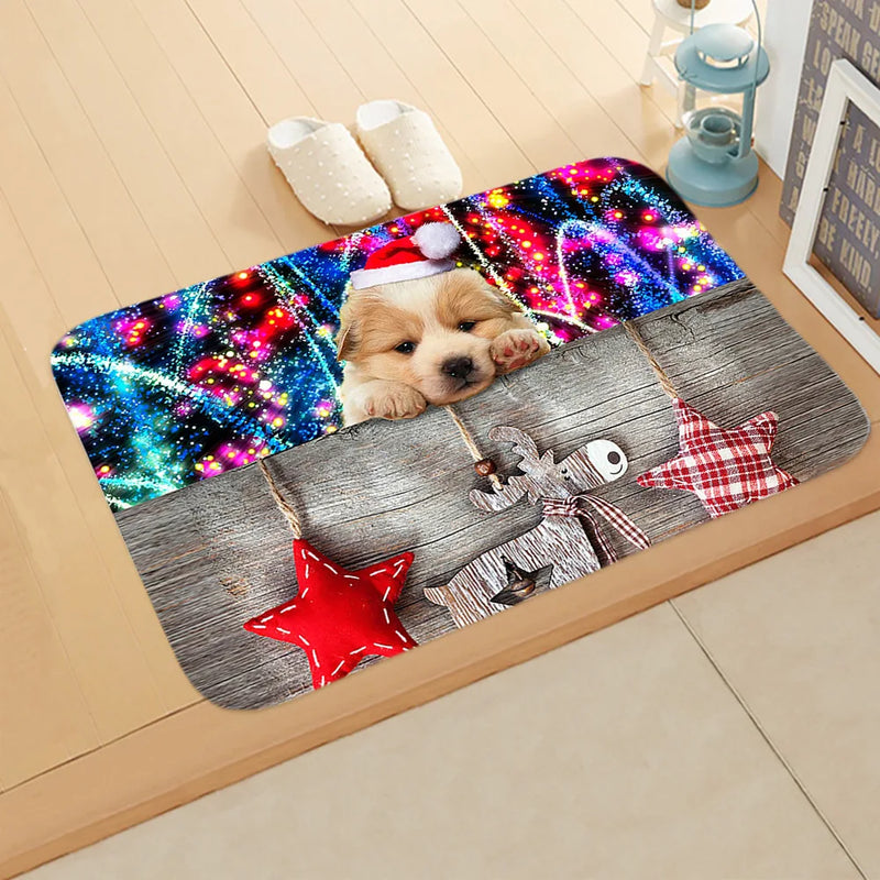 Axyaa Christmas Animal Print Door Mat - Non-Slip Home Decoration