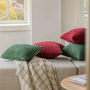 Axyaa Green Corduroy Pillow Covers - Soft & Textured 18x18 Inch Boho Striped Throw Pillow