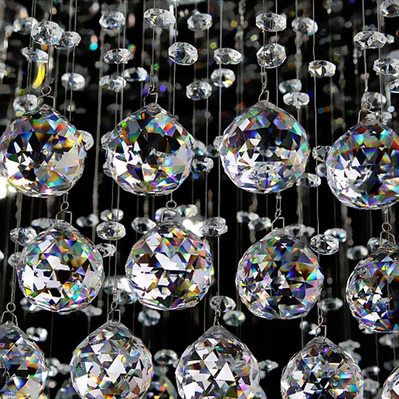 Axyaa Luxury K9 Crystal LED Chandelier - Modern Round Ceiling Light for Home Decor, Living Dining Room, Bedroom & Lobby