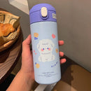 Axyaa Cute Cartoon Vacuum Flask Stainless Steel Thermal Water Bottle Straw Cup