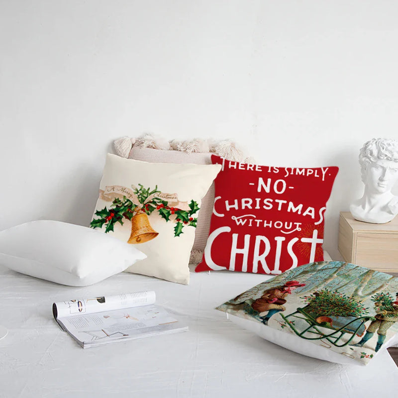 Axyaa Christmas Cushions 45x45 for Living Room Sofa Bed Decor - Modern Home Decoration