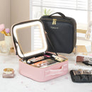 Axyaa LED Travel Makeup Bag with Adjustable Mirror & DIY Dividers