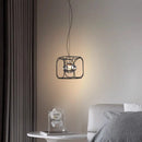 Axyaa Nordic Iron Glass Chandelier Industrial Style Simple Square Living Room Light