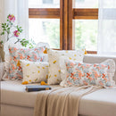 Axyaa Sweet Floral Embroidery Ruffled Edge Cushion Cover