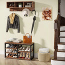 Axyaa Industrial Coat Rack Shoe Bench Set with Storage Cubbies