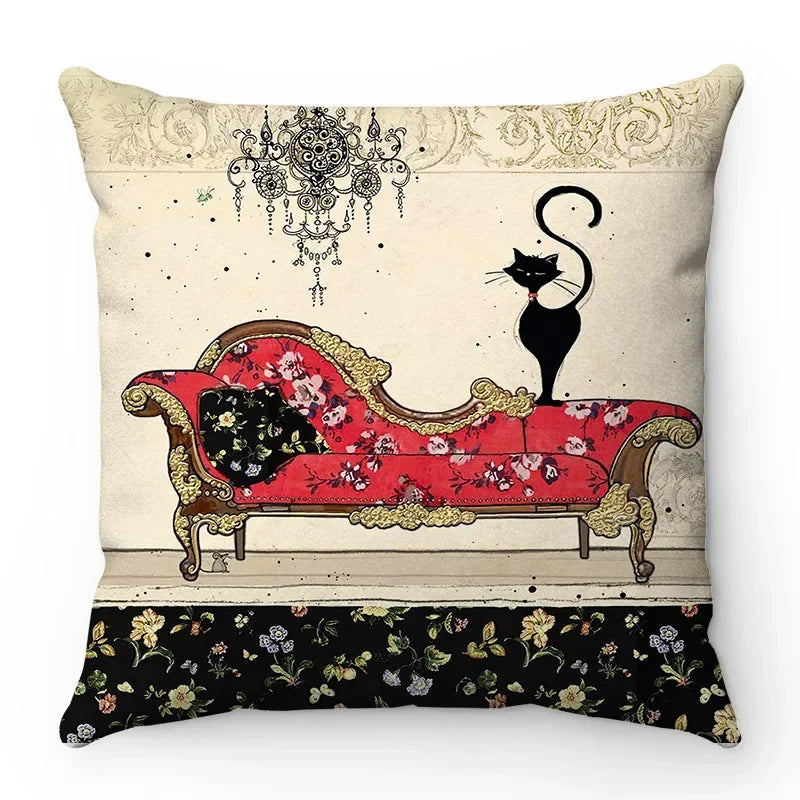 Axyaa Cartoon Cat Pattern Sofa Cushion Covers - Lovely Animal Pillowcase