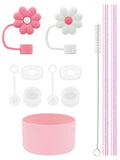 Axyaa Stanley Cup Silicone Accessories Set with Spill-Proof Stopper, Reusable Straw, and Cleaning Brush