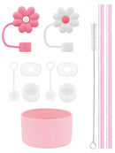 Axyaa Stanley Cup Silicone Accessories Set with Spill-Proof Stopper, Reusable Straw, and Cleaning Brush