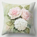 Axyaa Floral Roses & Hydrangeas Pillow Covers - Sofa Bedroom Car Cushion Cover