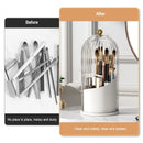 Axyaa Rotating Makeup Brush Holder with Lid & Cosmetic Organizer