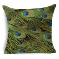 Axyaa Peacock Feather Linen Cushion Cover 45x45cm for Sofa Bed Decor