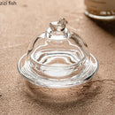 Axyaa Bird Glass Dessert Plate with Lid - Specialty Tableware for Cake, Cookies, Snacks