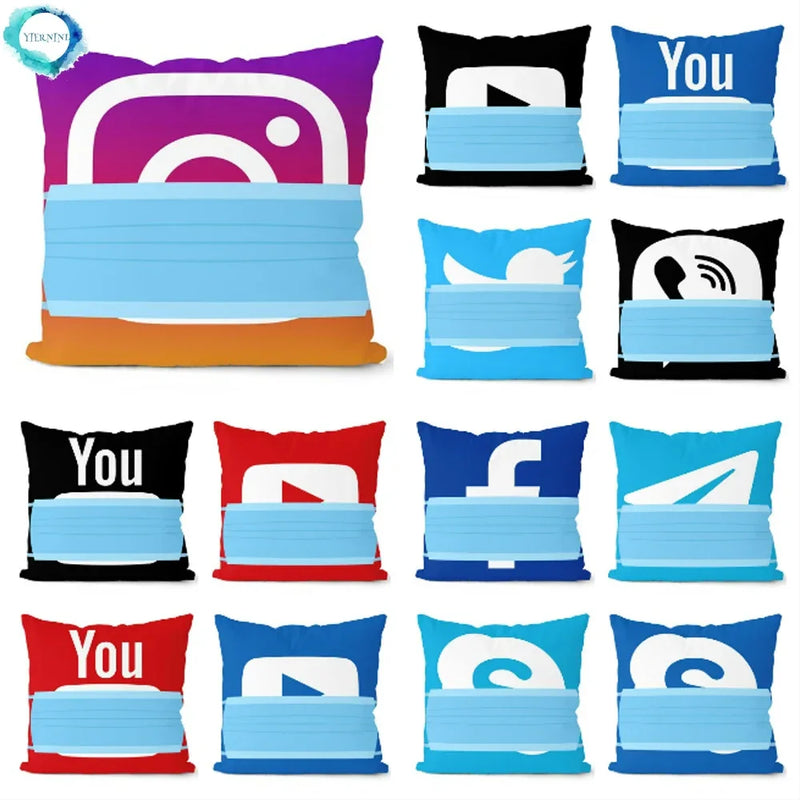 Axyaa Soft Mask Cushion Cover Set - Home Decor Pillowcase Collection