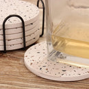 Axyaa Terrazzo Coasters Set - Modern Ceramic Stone Drink Mats for Coffee Table