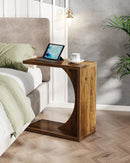 Axyaa C-Shaped End Table: Modern Sofa Side Table for Living Room, Bedroom