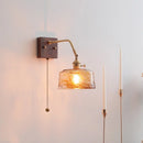 Axyaa Amber Glass LED Wall Sconce Pull Chain Switch - Modern Bedroom Decor Light