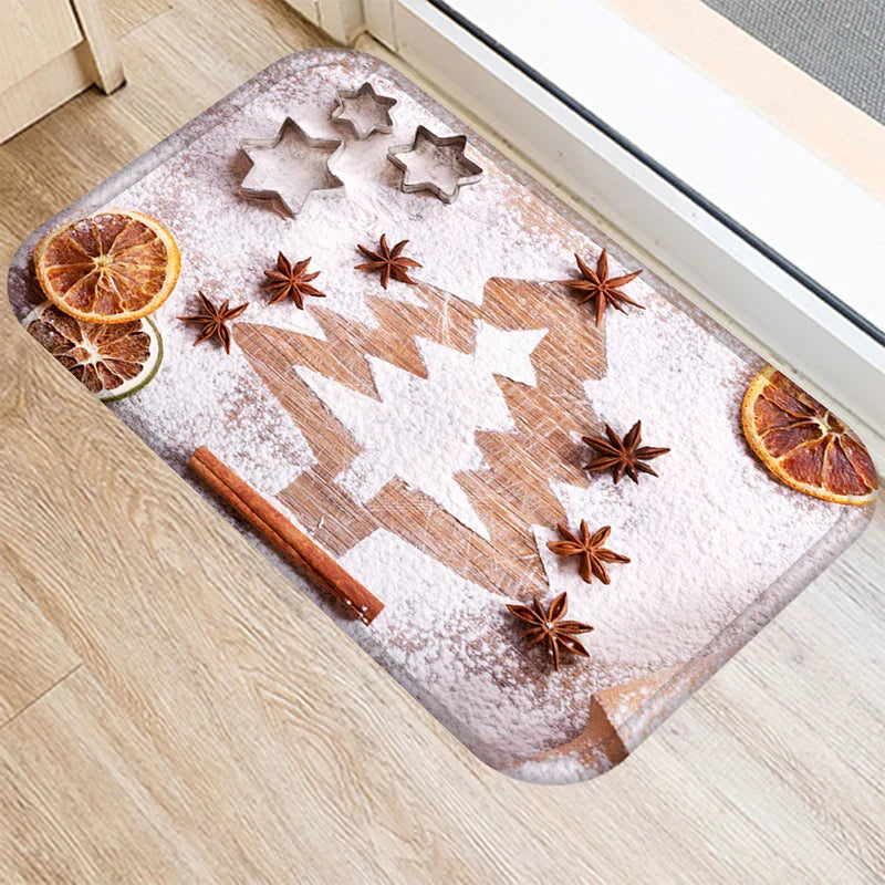 Axyaa Christmas Balls Tree Printed Door Mat Non-Slip Floor Carpet)((((