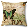 Axyaa Rose Butterfly Print Cotton Linen Pillowcase for Modern Living Room Decor