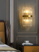 Axyaa Modern Stainless Steel Crystal LED Wall Sconce, Black Gold Wall Light