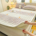 Axyaa Plush Velvet Mattress Topper Quilted Cover Bed Mat Linen Protection Pad