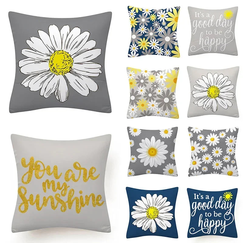 Flower Letter Print Cushion Cover for Stylish Home Decor by Axyaa