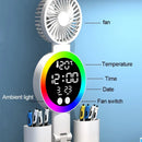Axyaa Rechargeable LED Desk Lamp with Fan, Clock, and Night Light
