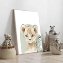 Custom Name Nordic Cute Animal Art Print Canvas Painting Lion Giraffe Poster by Axyaa
