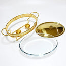 Axya Luxury Golden Oval Chafing Dish Set - Stainless Steel & Glass Serving Dish