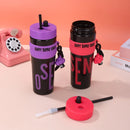 Axyaa 900ml Pink Plastic Water Bottle with Lid & Straw for Girls