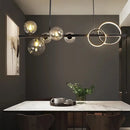 Axyaa Glass Bubble Pendant Lamp Black Gold LED Chandelier Light