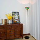 Axyaa Industrial Stained Glass Torchiere Floor Lamp