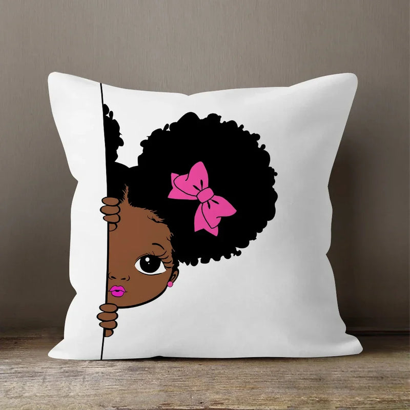 Axyaa Cartoon Girl Pillow Case: Soft Short Plush Cushion Cover for Sofa & Home Decor