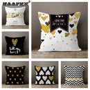 Axyaa Gold Heart Art Print Cushion Cover - Nordic Style Sofa Pillowcase