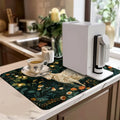 Axyaa Watercolor Forest Kitchen Mat: Absorbent, Antiskid, Quick Drain, Tableware & Dish Drying