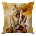 Axyaa African Women Style Linen Pillow Cover 45x45cm