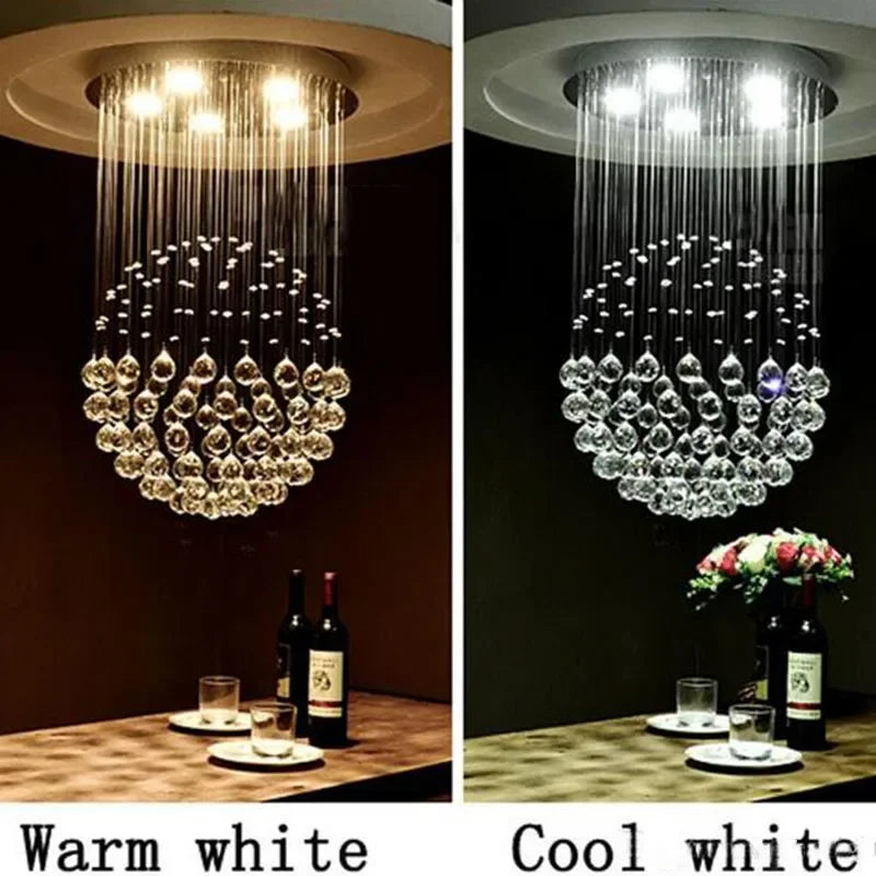 Axyaa Round Crystal Ball Chandelier - LED Ceiling Light Fixture