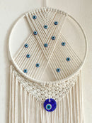 Axyaa Boho Chic Macrame Wall Hanging with Evil Eye Beads - Yarn Tapestry for Home Décor