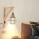 Axyaa Country Style Wood Rope Wall Lamp Retro Cafe Bedroom Light