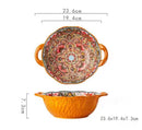 Axyaa Ceramic Soup Bowl with Handle Microwave Safe Embossed Design