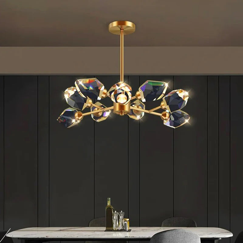 Axxya Crystal Chandelier: Luxury Living Room & Bedroom Pendant Light