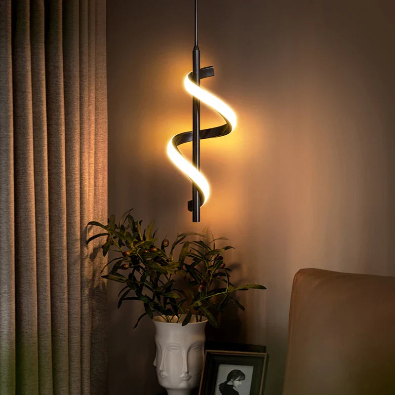 Axya LED Pendant Light: Modern Gold Black Hanging Fixture for Bedroom Decor