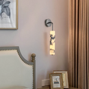 Axyaa Carbon Steel LED Wall Lamp with Pull Chain Switch and Bulgari Marble Stone