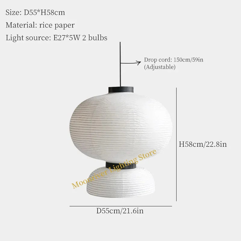 Axyaa Wabi Sabi LED Pendant Lamps: Japan Style Rice Paper Chandelier for Living Room