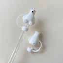 Axyaa Bear Silicone Straw Cap for Tumbler Decoration, 1 PC