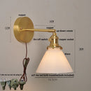 Axyaa Nordic LED Wall Light Fixture Glass Rotate Copper Bedside Lamp