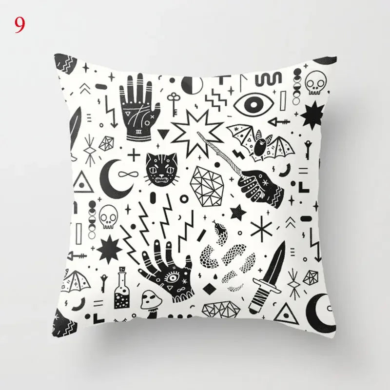 Axyaa Black Cat Party Halloween Anime Cushion Cover Ghost Skull Pumpkin Decor